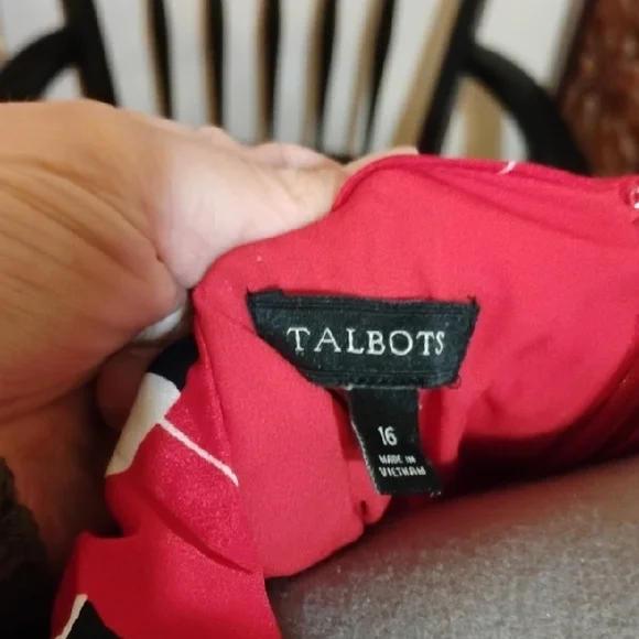 Talbots Red and White Patterned Midi Dress - Picture 2 of 4